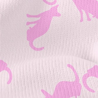 Pink Cat Silhouette Stretch Jersey