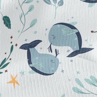 Elegant Cartoon Whale Stretch Jersey