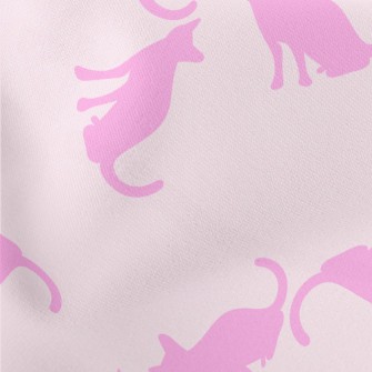 Pink Cat Silhouette Lightweight Cotton Poplin