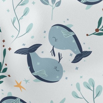 Elegant Cartoon Whale Lightweight Cotton Poplin