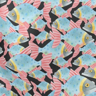 Watercolor Hand Drawn Deep Sea Lightweight Cotton Poplin