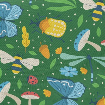 Beautiful Colorful Insects Midweight Cotton Poplin