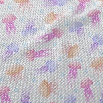 Hand Drawn Colorful Jellyfish Birdseye Piqué