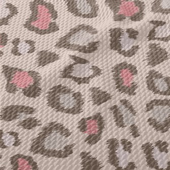 Hand Drawn Pink Leopard Print Birdseye Piqué