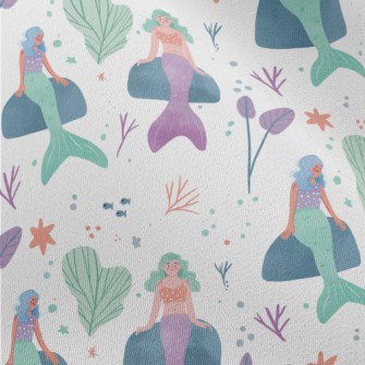 Hand Drawn Underwater Mermaid Chiffon