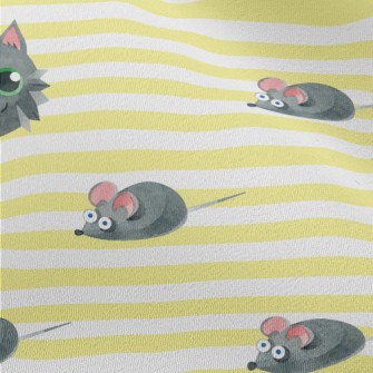 Watercolor Cat And Mouse Chiffon