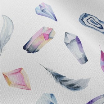 Watercolor Crystals And Feathe Chiffon