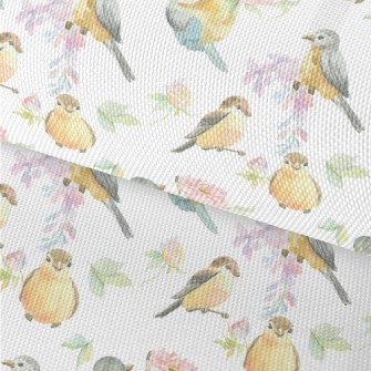 Watercolor Bird And Flowers Waterproof Oxford