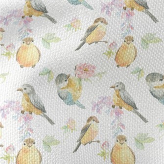 Watercolor Bird And Flowers Waterproof Canvas