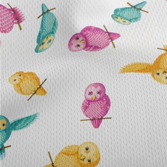 Colorful Cartoon Owl Athletic Mesh Flat Back