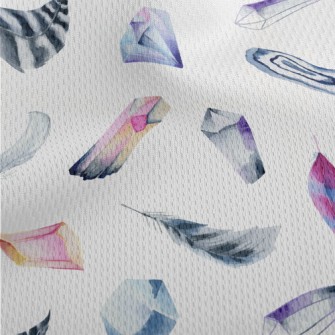 Watercolor Crystals And Feathe Athletic Mesh Flat Back