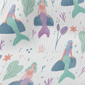 Hand Drawn Underwater Mermaid Terry