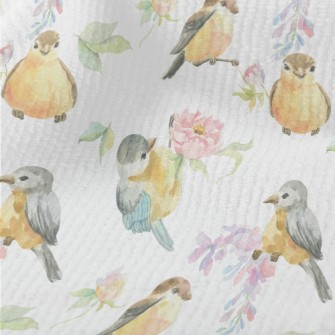 Watercolor Bird And Flowers Terry