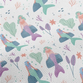 Hand Drawn Underwater Mermaid Performance Linen