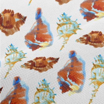 Hand Drawn Beach Shells Performance Linen
