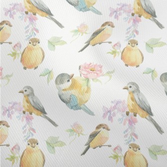 Watercolor Bird And Flowers Dobby