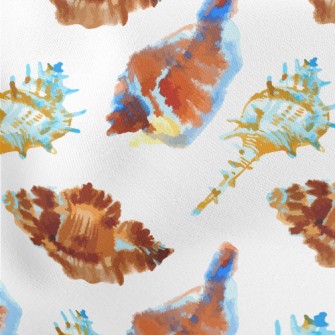 Hand Drawn Beach Shells Stretch Ponte