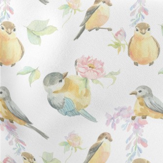 Watercolor Bird And Flowers Stretch Ponte