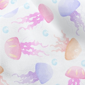 Hand Drawn Colorful Jellyfish Micro Fleece