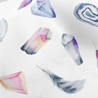 Watercolor Crystals And Feathe Micro Fleece