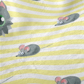 Watercolor Cat And Mouse Minky