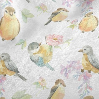 Watercolor Bird And Flowers Minky