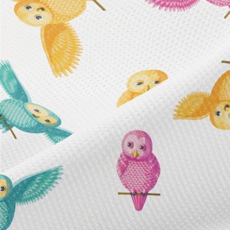 Colorful Cartoon Owl Piqué