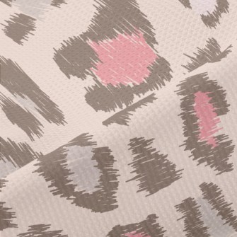 Hand Drawn Pink Leopard Print Piqué