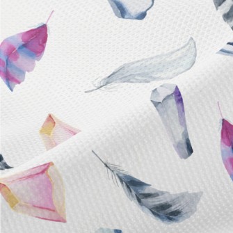 Watercolor Crystals And Feathe Piqué