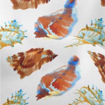Hand Drawn Beach Shells Lightweight Performance Linen