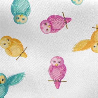 Colorful Cartoon Owl Jersey Backed Fleece