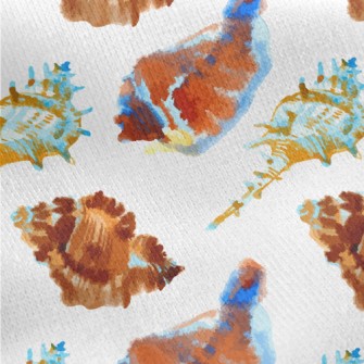 Hand Drawn Beach Shells Jersey Backed Fleece