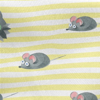 Watercolor Cat And Mouse Jersey Backed Fleece