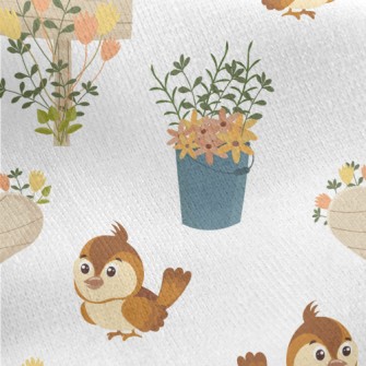 Spring Garden Sparrow Jersey Backed Fleece