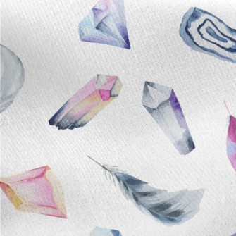 Watercolor Crystals And Feathe Jersey Backed Fleece