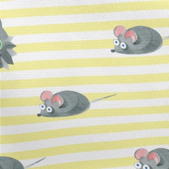 Watercolor Cat And Mouse Pongee