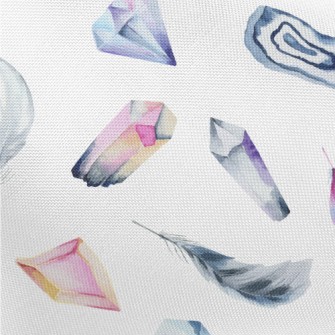 Watercolor Crystals And Feathe Pongee