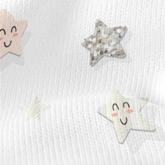 Smiley Sequin Stars Stretch Jersey