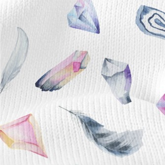 Watercolor Crystals And Feathe Stretch Jersey