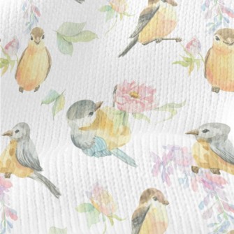 Watercolor Bird And Flowers Stretch Jersey
