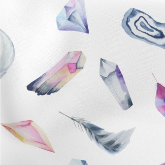 Watercolor Crystals And Feathe Lightweight Cotton Poplin