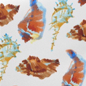 Hand Drawn Beach Shells Midweight Cotton Poplin