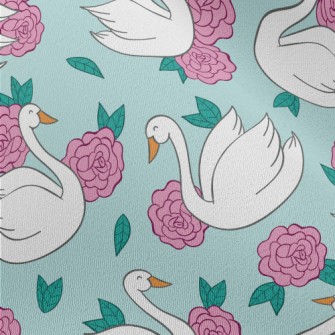 Flowers And Swans Chiffon