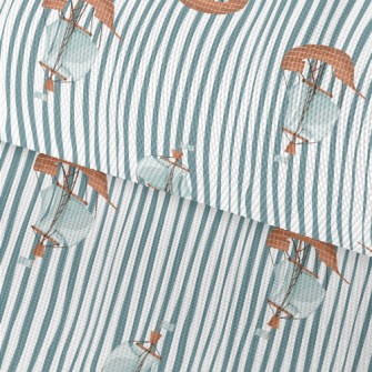 Blue And White Stripes With Sa Waterproof Oxford
