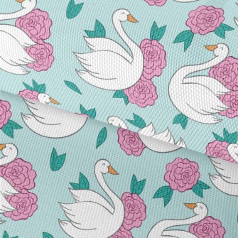 Flowers And Swans Waterproof Oxford