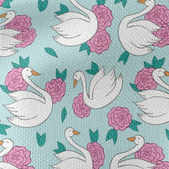 Flowers And Swans Waterproof Canvas