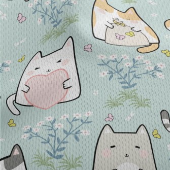 Q Version Cat Holding Somethin Athletic Mesh Flat Back