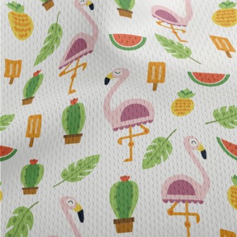 Summer Pink Ostrich Athletic Mesh Flat Back