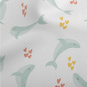 Cute Blue Whale And Love Heart Athletic Mesh Flat Back