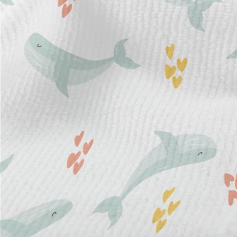 Cute Blue Whale And Love Heart Terry